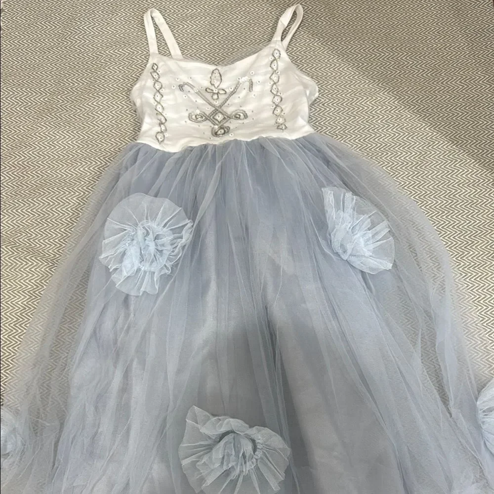 Pottery Barn Kids White and Blue Dance Costume Size 7-8